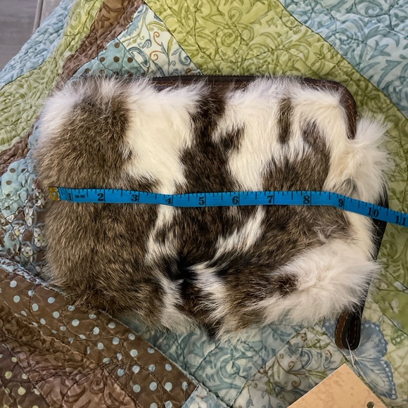 Patricia Nash Genuine Rabbit Fur & Leather Clutch Wristlet NWT